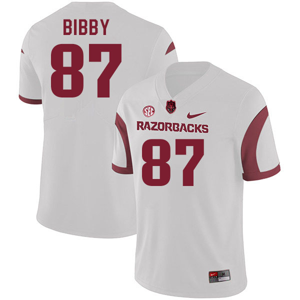 Men #87 Kamron Bibby Arkansas Razorback College Football Jerseys Stitched Sale-White - Click Image to Close